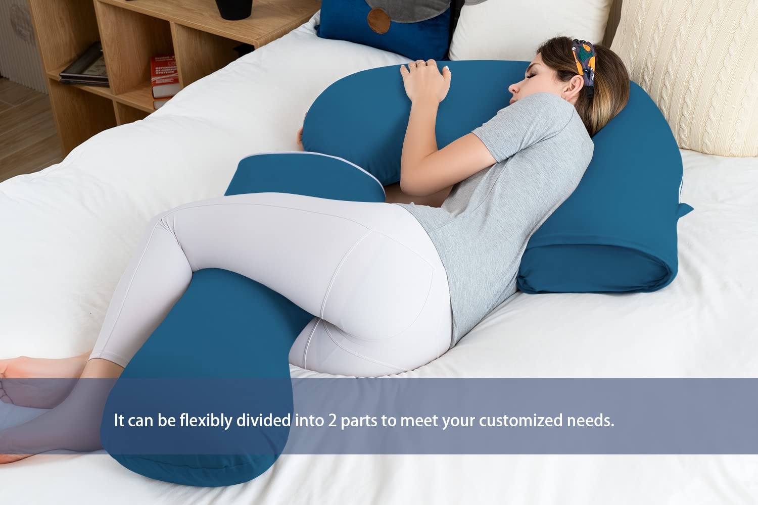 INSEN V-shaped configuration aids side-sleeping with improved neck and back alignment.