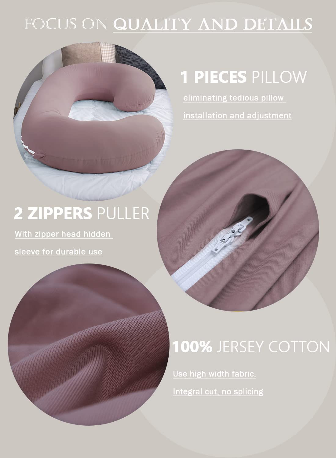 INSEN pregnancy pillow C-shape supports back and hips for comfortable side sleeping