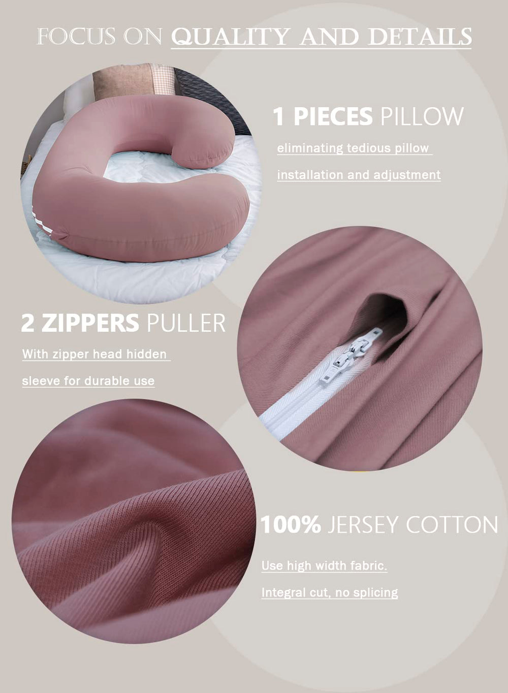 INSEN pregnancy pillow C-shape supports back and hips for comfortable side sleeping