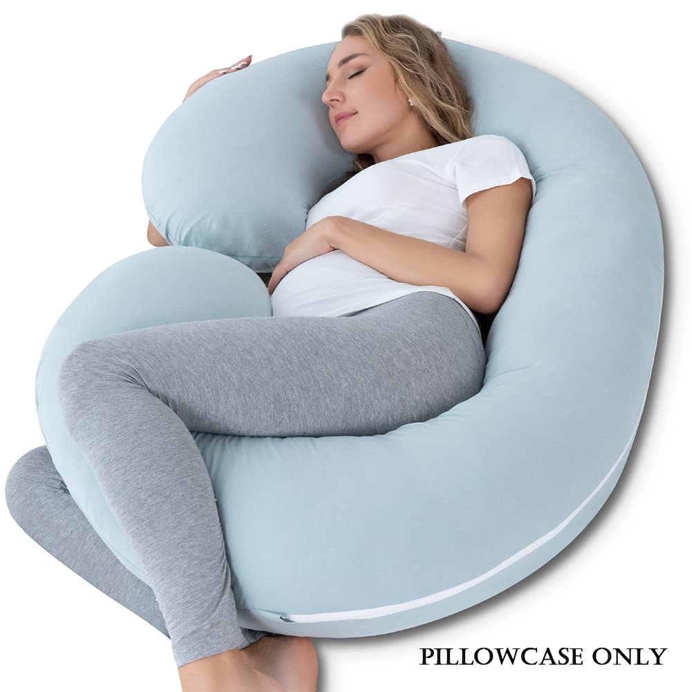 INSEN pregnancy pillow cover on bed showing cozy fit and breathable fabric for peaceful nights
