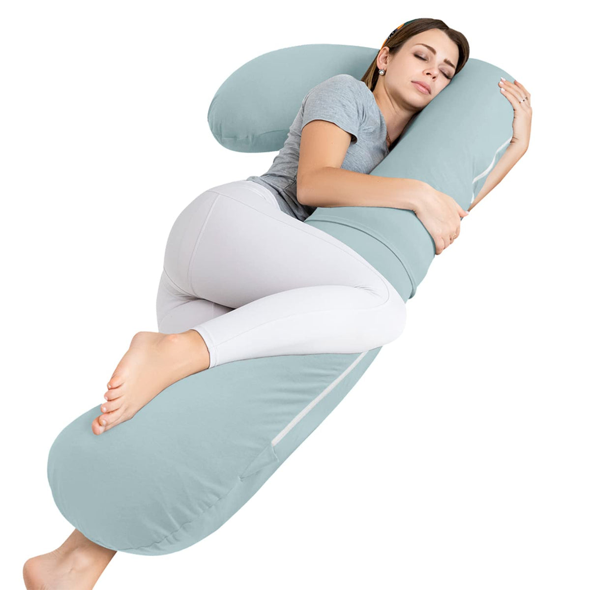 INSEN pregnancy pillow U-shape provides head and back support for comfortable sleep
