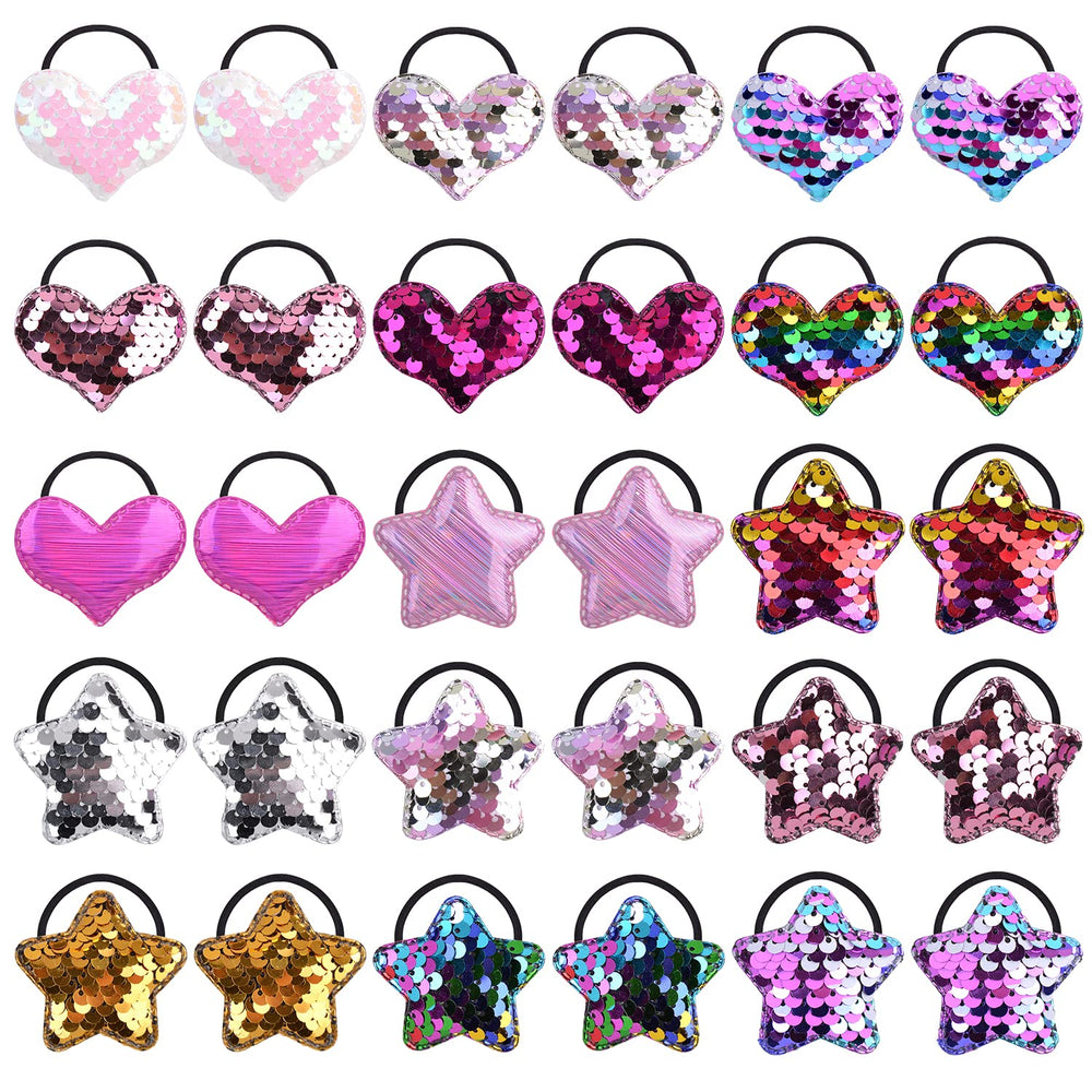 inSowni heart star sequin hair ties collection sparkly and secure for cute ponytails.