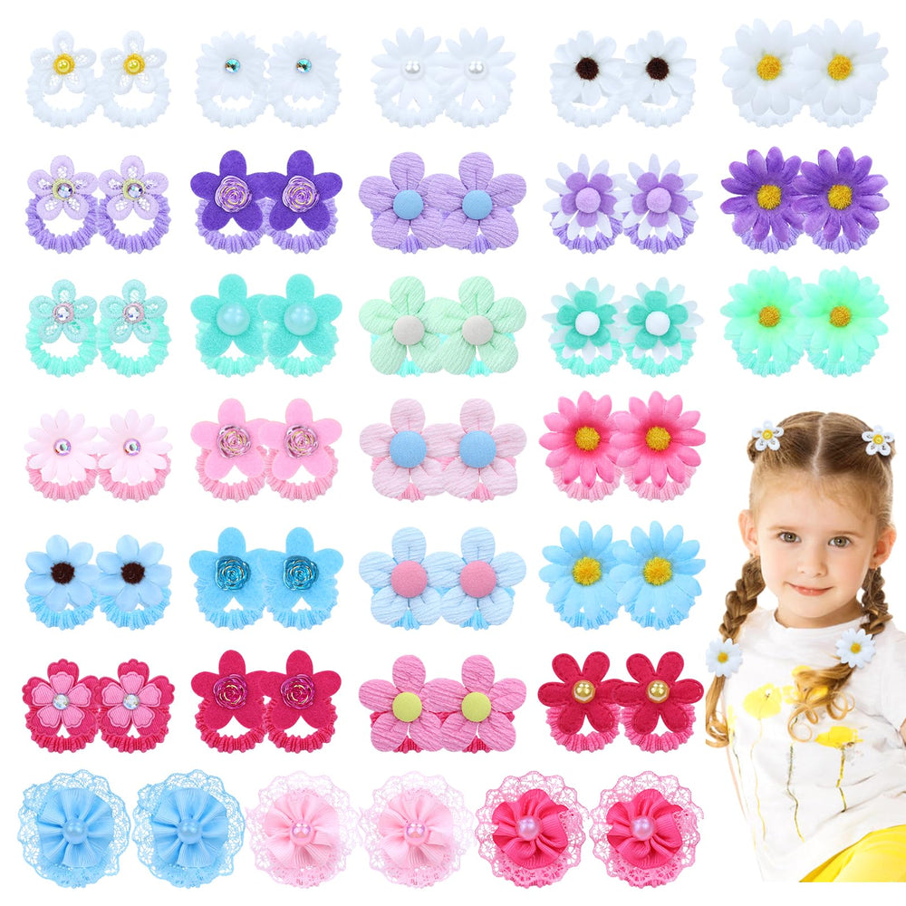 inSowni sunflower-daisy-hair-ties-pack-1—soft fabric, gentle grip for baby girls