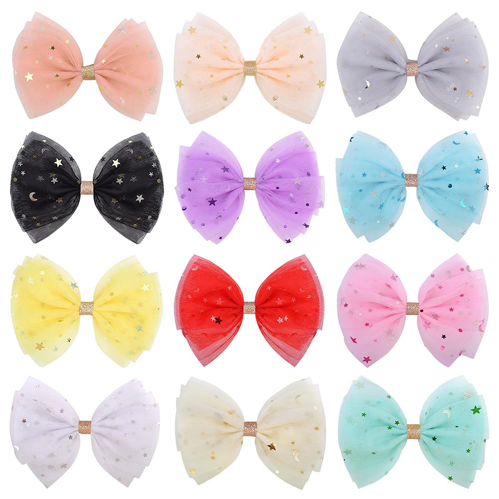 inSowni tulle bow with glitter star clip adds whimsy to everyday hairstyles.