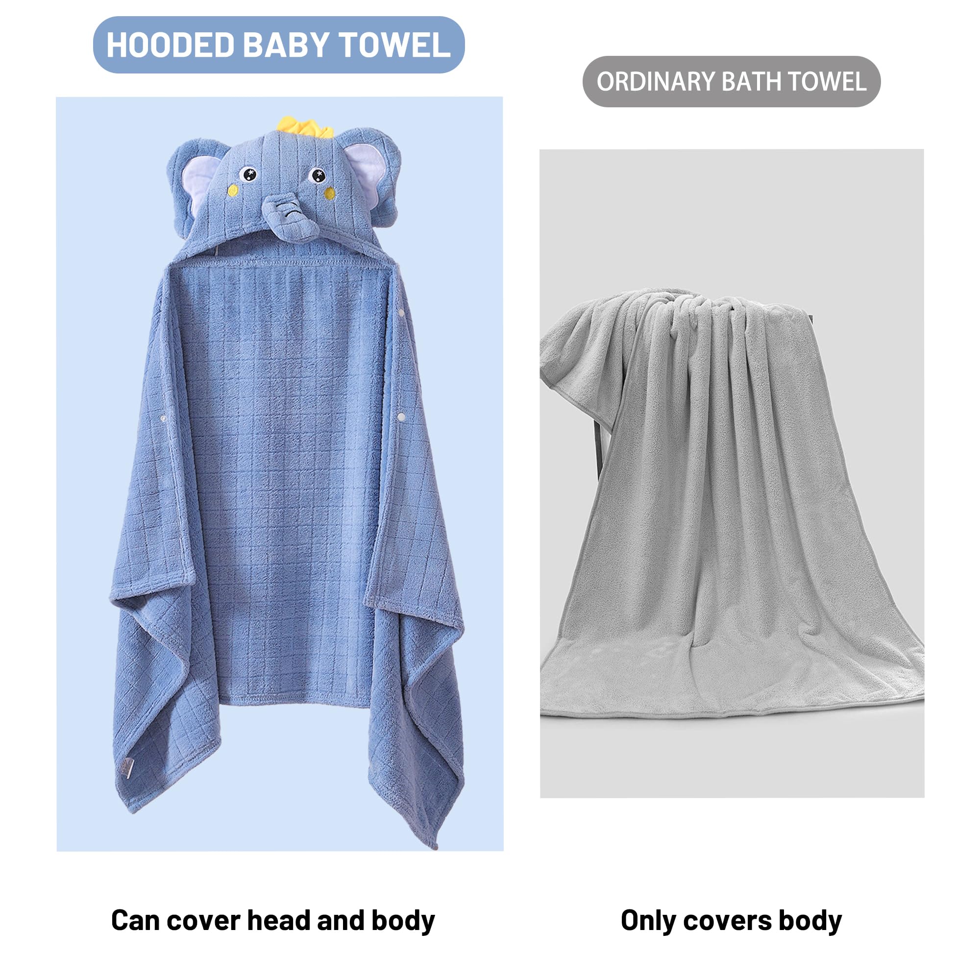 INSPEAUTY hooded towel on rack drying hair after bath time.