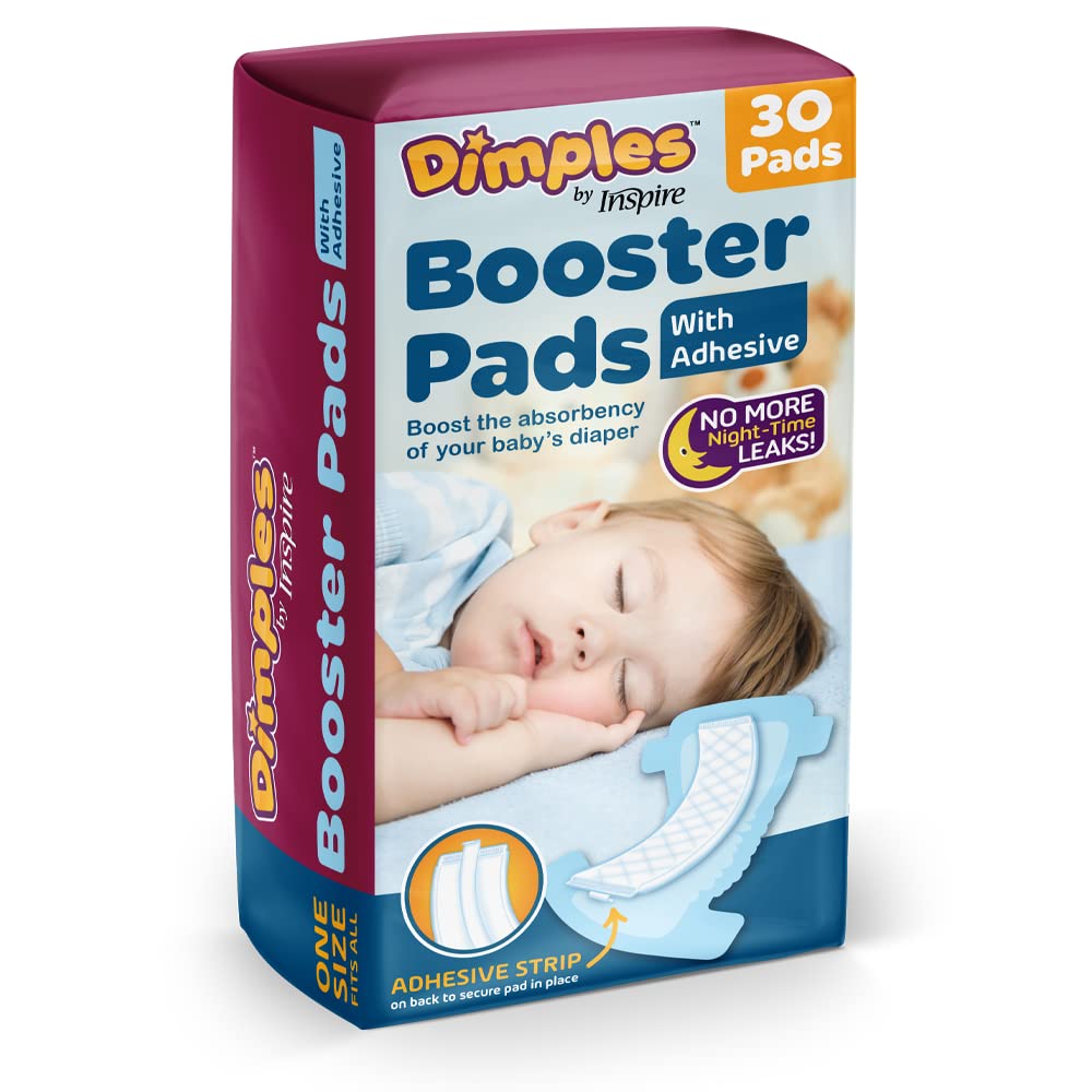 Inspire Dimples Booster Pads adhesive strip keeps pads secure for diaper changes
