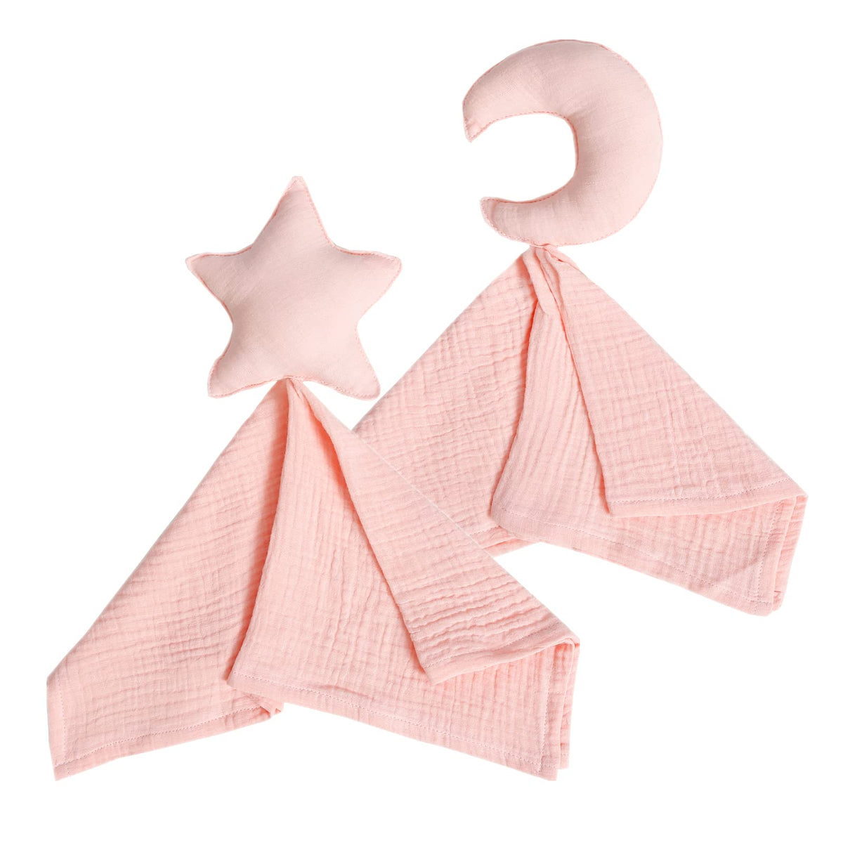 insular baby lovey star moon pink front view for soothing bedtime comfort.