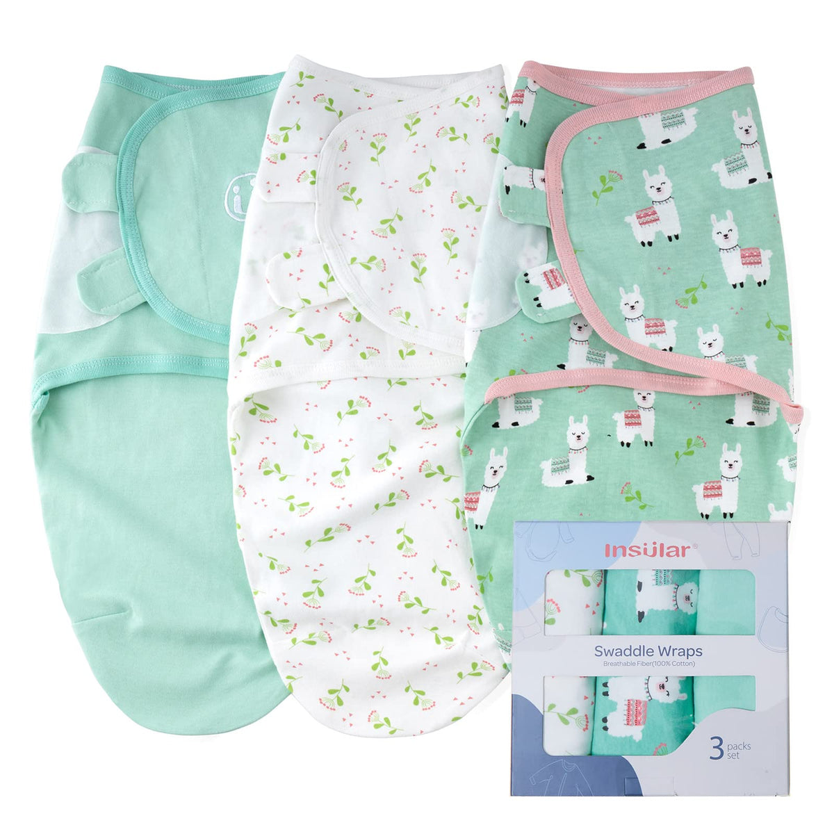 Insular Baby Swaddle Alpaca front view promotes secure snug sleep for newborns