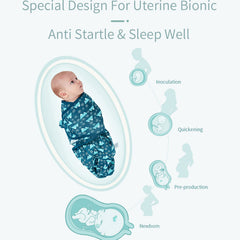 Insular swaddle sacks adjustable Velcro strap demonstrates quick, snug wrap.