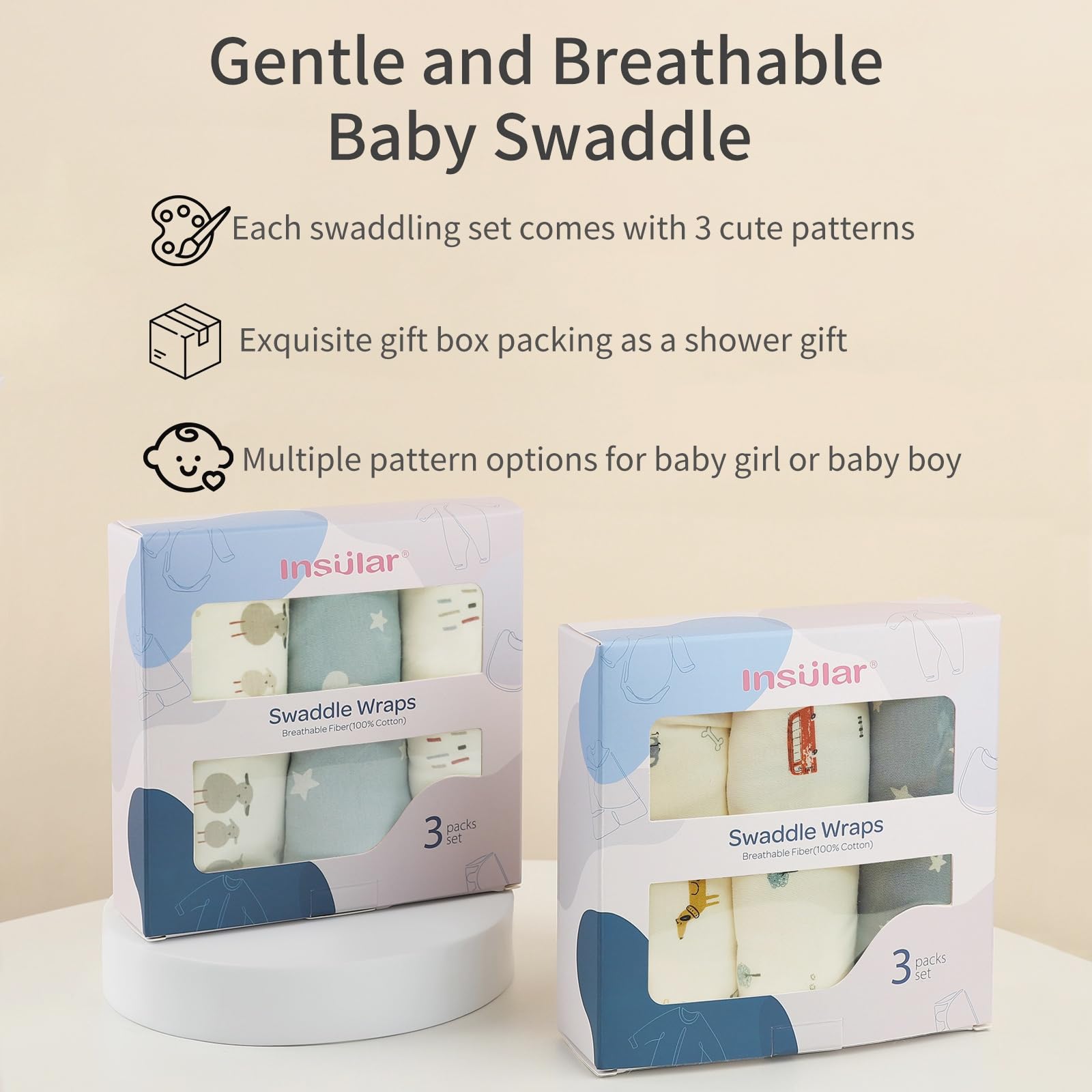 Baby sleeping in Insular swaddle sack from Sheep & Cloud set