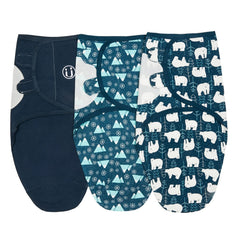 Insular Baby Swaddle Sacks bear design 01 showing newborn-friendly soft cotton wrap