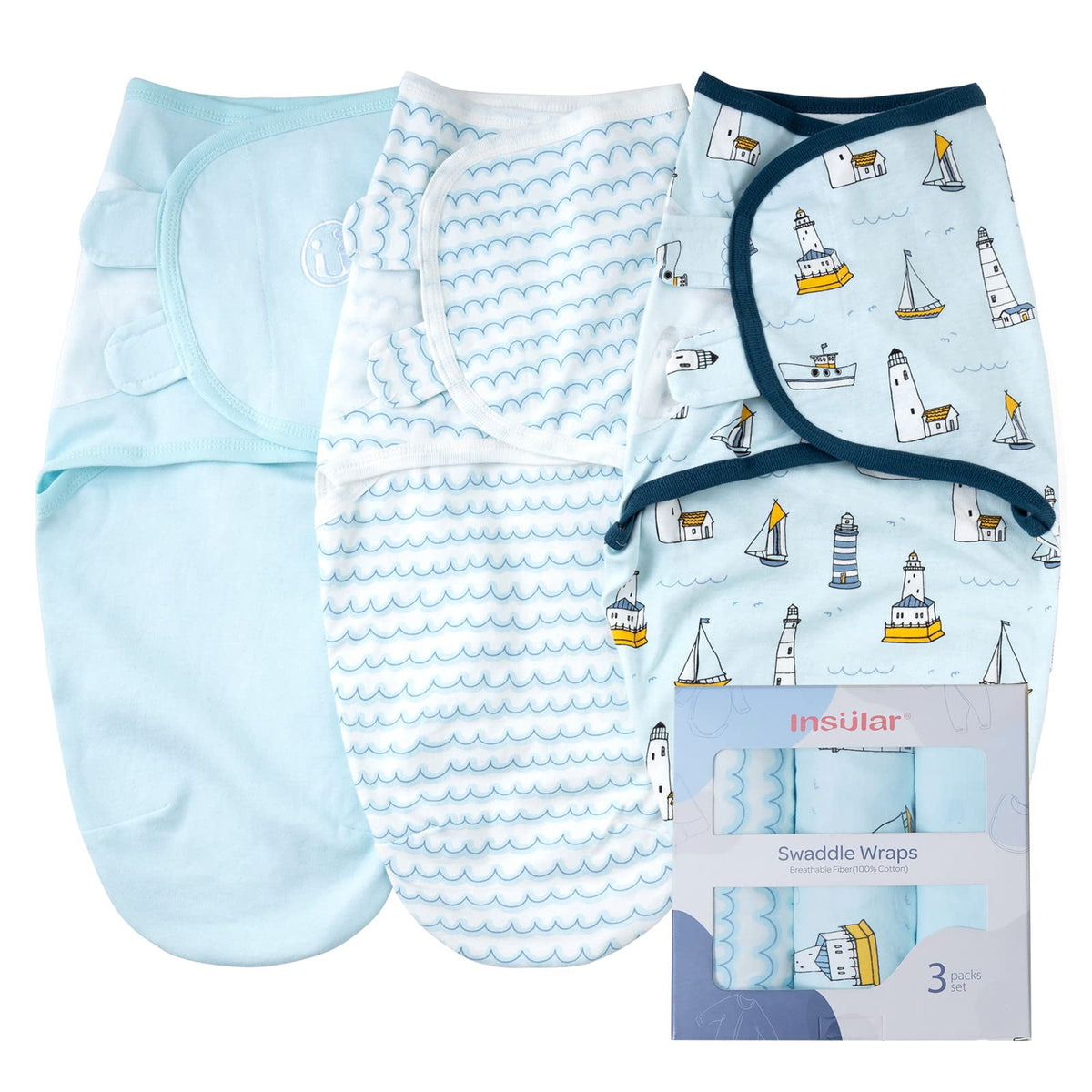 Insular baby swaddle sacks ocean pack promoting calm, cozy newborn sleep