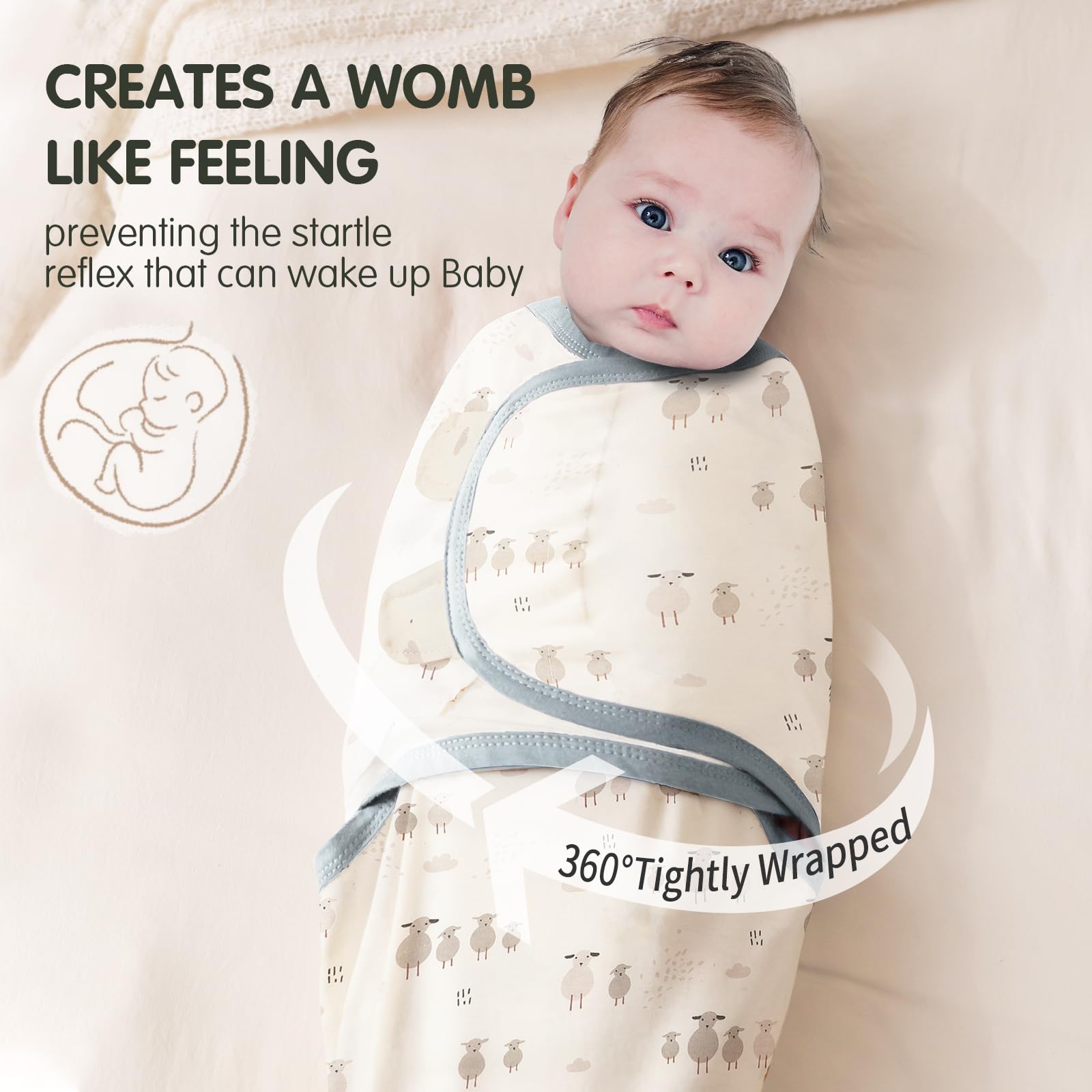 Insular swaddle sacks soft cotton fabric is breathable and gentle on delicate skin.