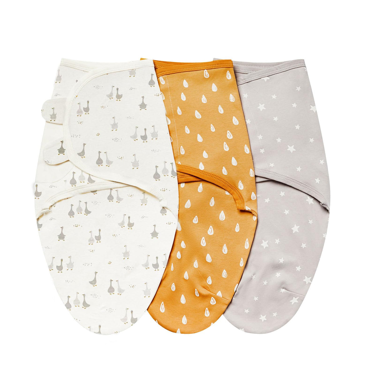 insular baby swaddle wrap packaged in beige-duck design for gift-ready presentation