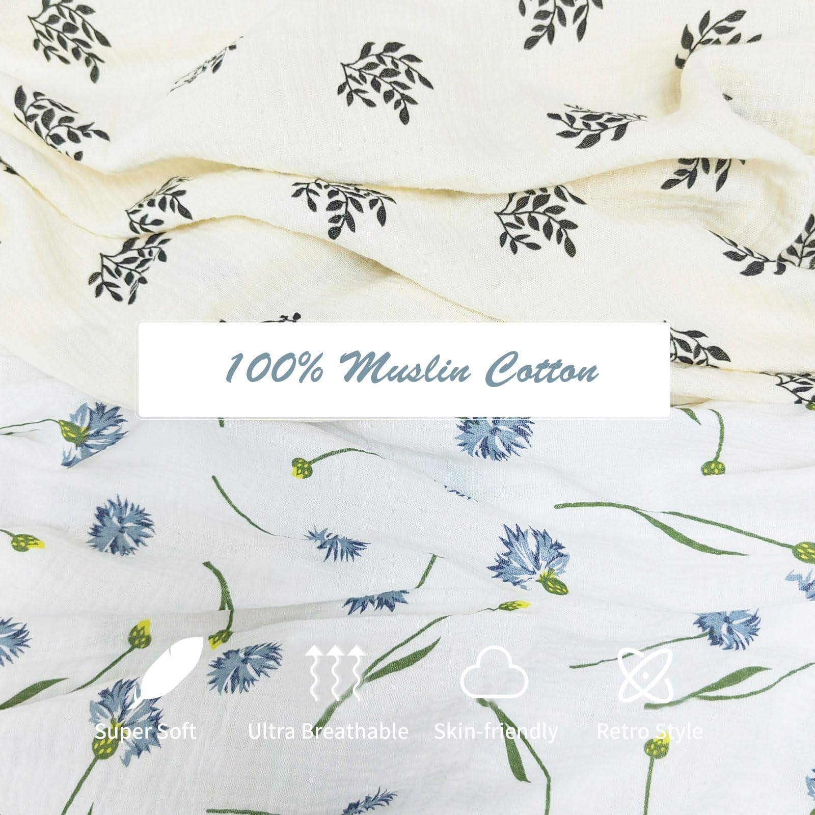 Insular boho muslin blanket blue dandelion tassels four sides against nursery backdrop adds warmth.