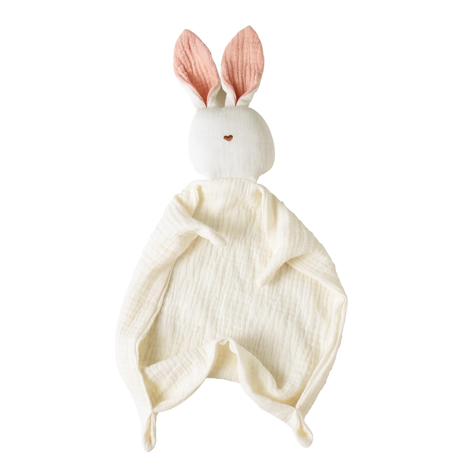 Insular Bunny Lovey Blanket closeup of embroidered nose for safe snug security.