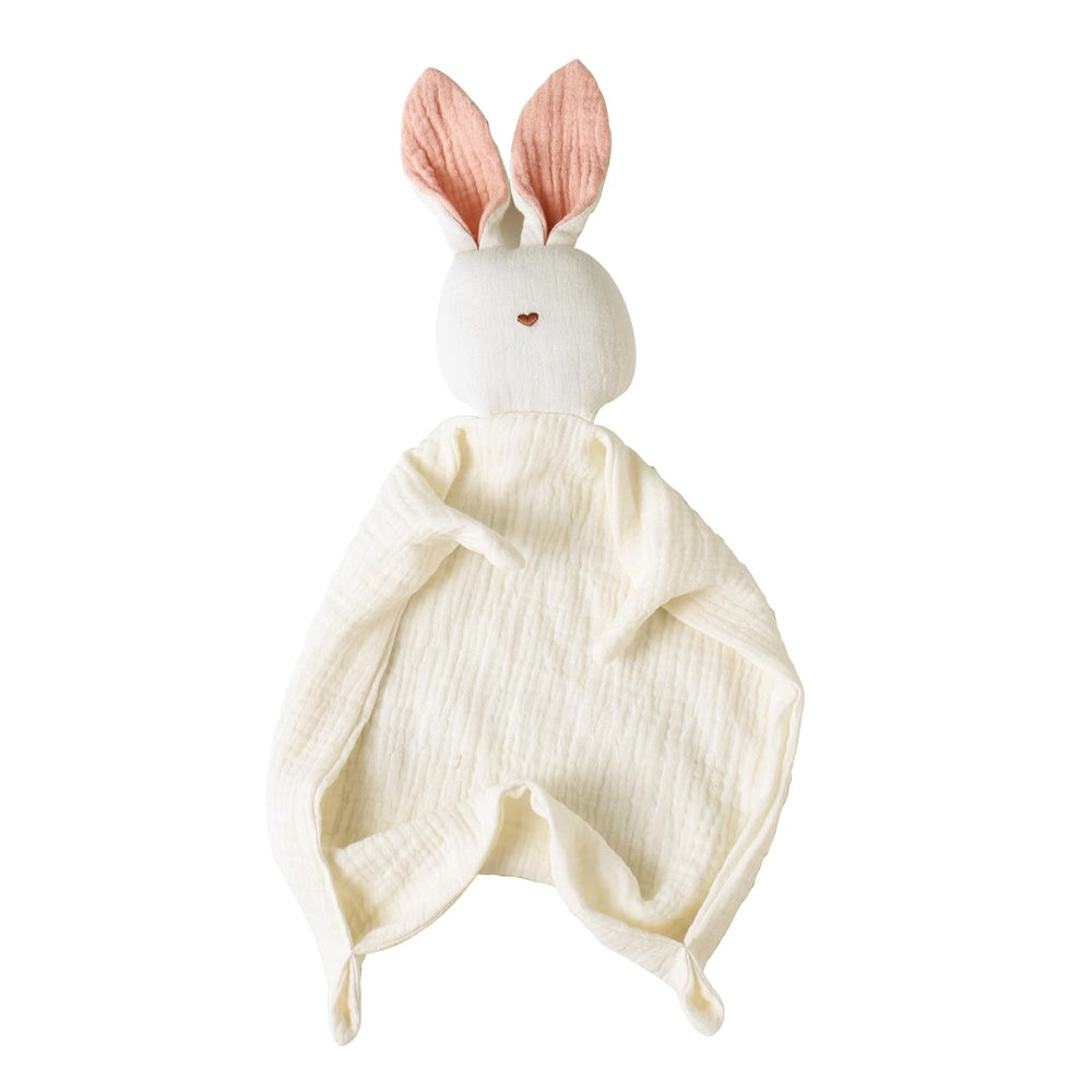 Insular Bunny Lovey Blanket closeup of embroidered nose for safe snug security.