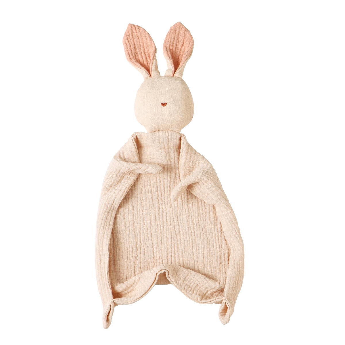 insular Bunny Lovey close-up of embroidered nose for safe, comforting baby grip