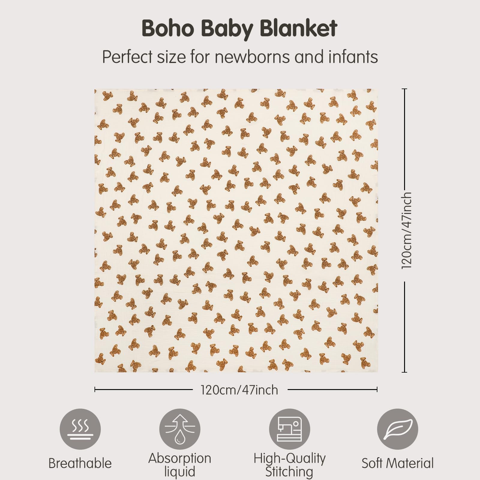 insular muslin swaddle blanket large 47x47 inches wraps securely