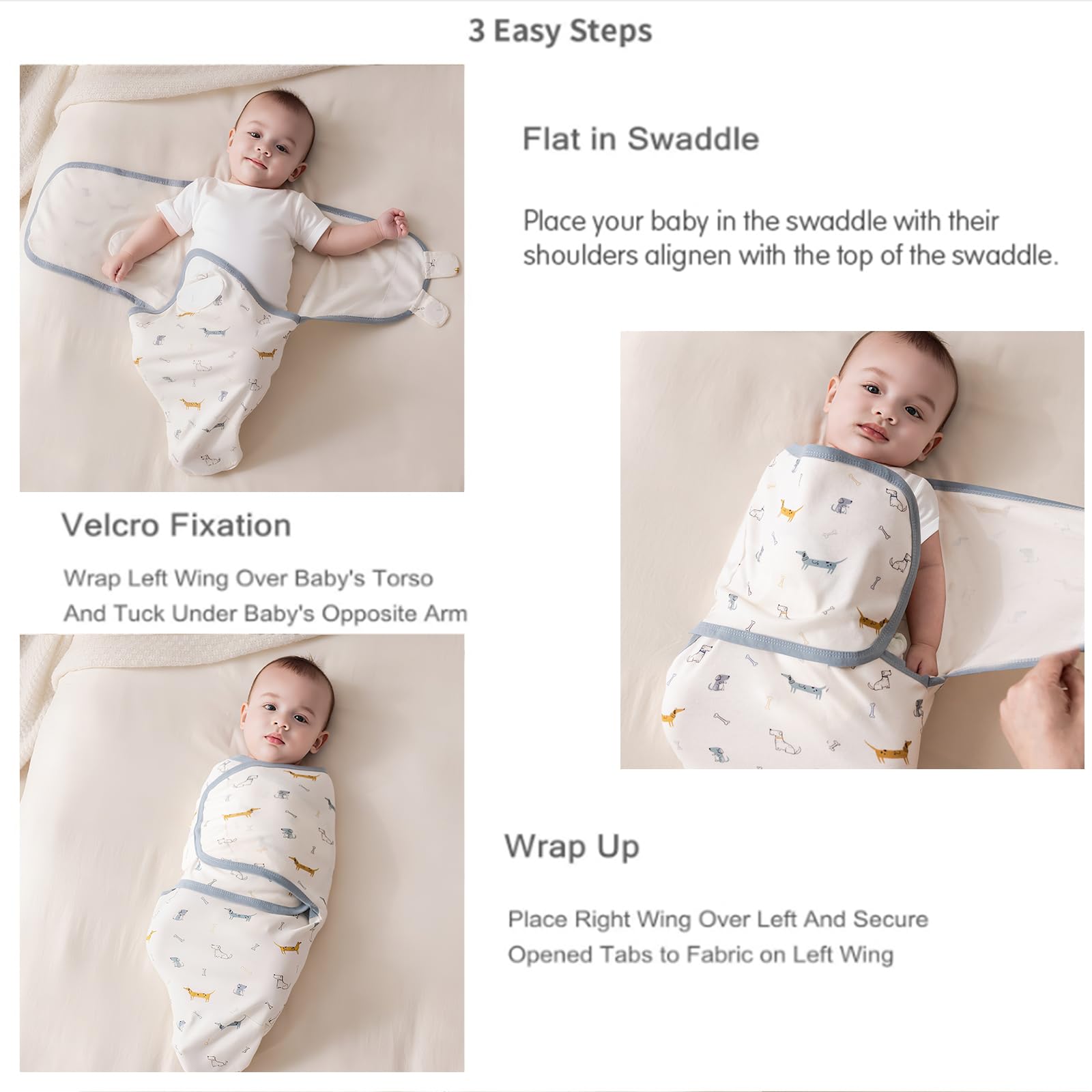 Insular small 0-3m swaddle set supports easy swaddling.
