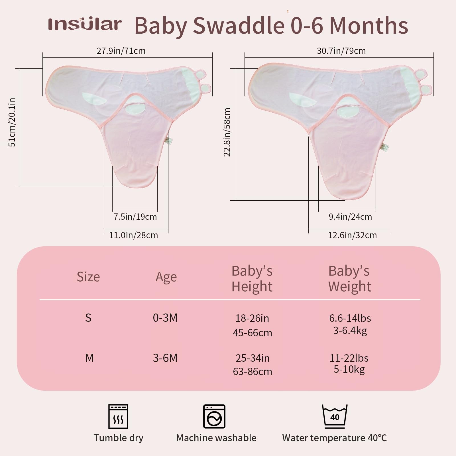 Insular 3-pack swaddle packaging with gift-ready designs.