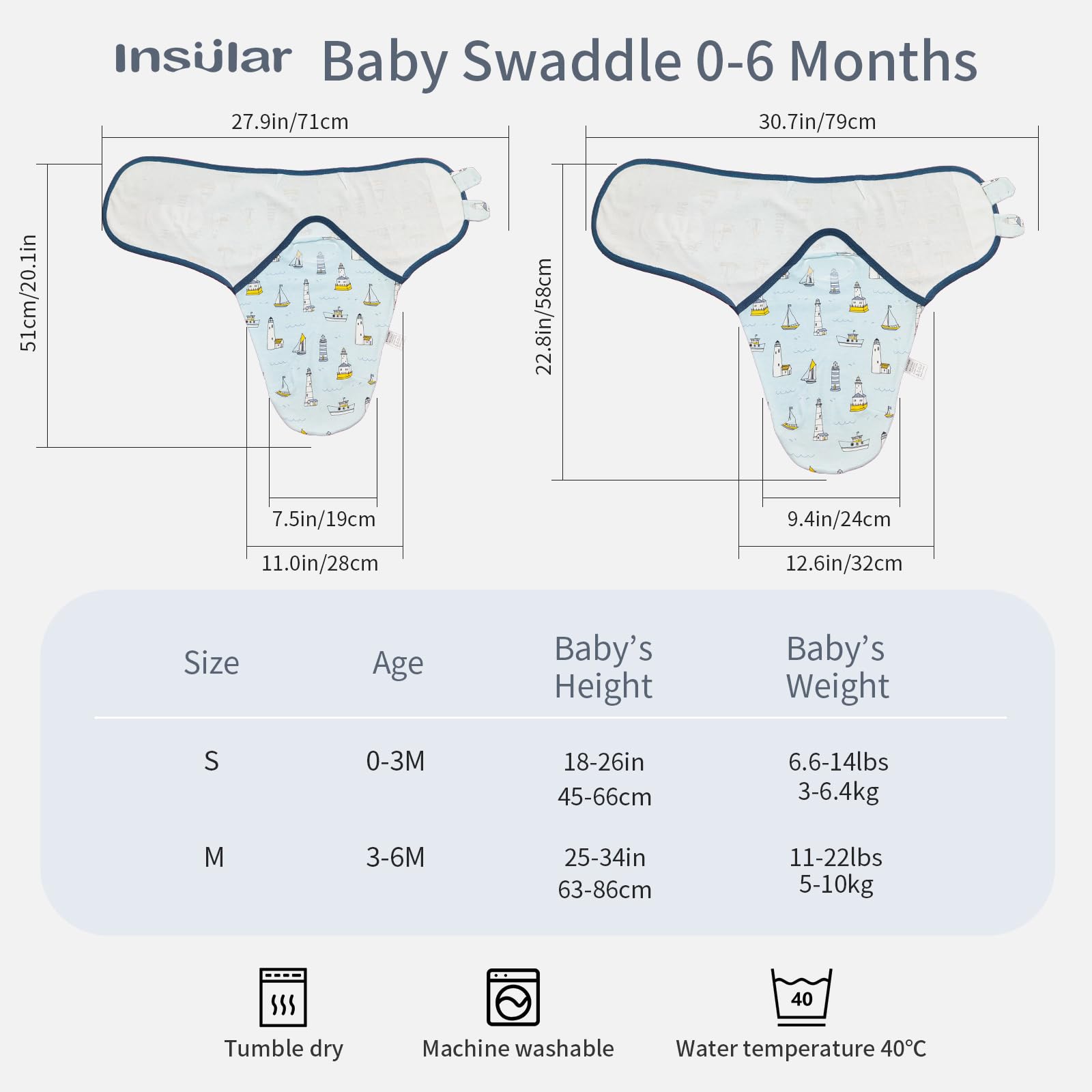 Insular soft cotton swaddle newborn emphasizes breathable skin comfort
