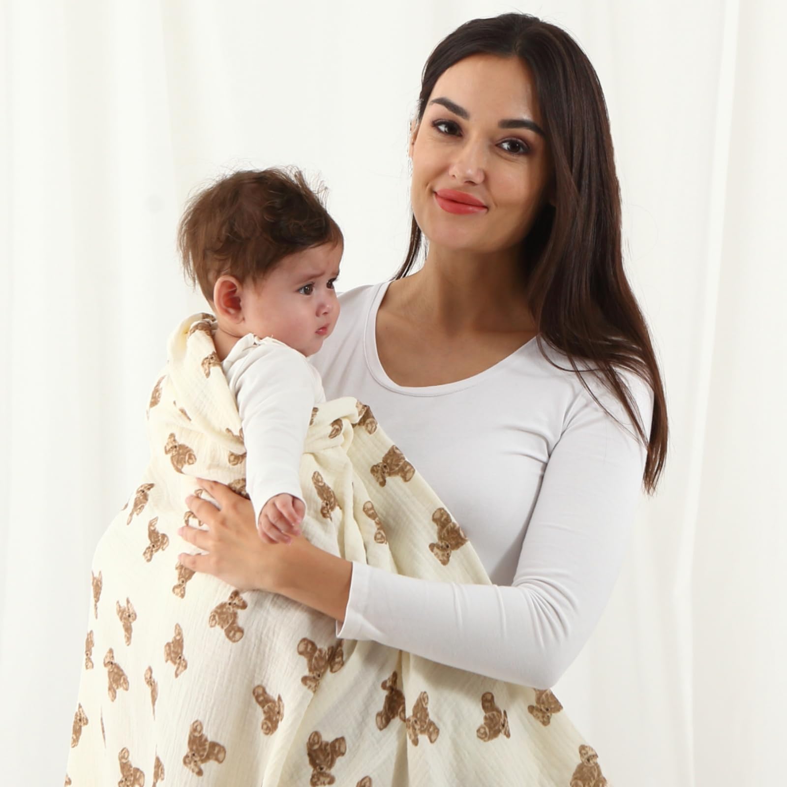 insular muslin swaddle blanket used as stroller cover for on-the-go