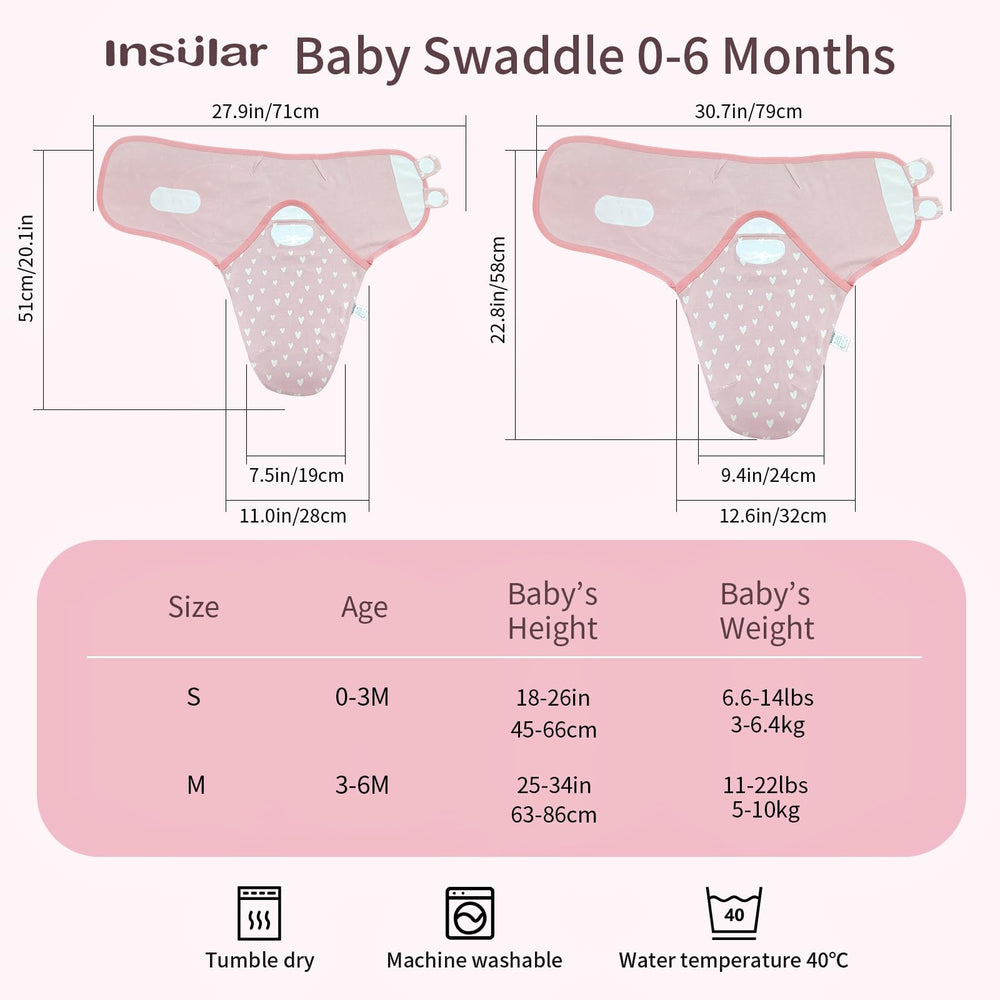 Insular swaddle sack with velcro wings adjustable fasteners for secure fit