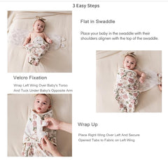 Insular swaddle wrap in use on a newborn 0-3 months demonstrating snug fit