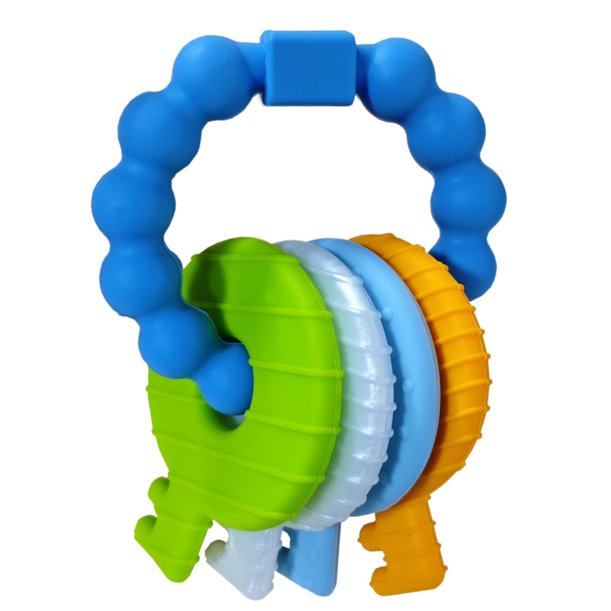 Intatikoo Baby Keys Teether with a big ring stimulates handling and chewing during on-the-go use