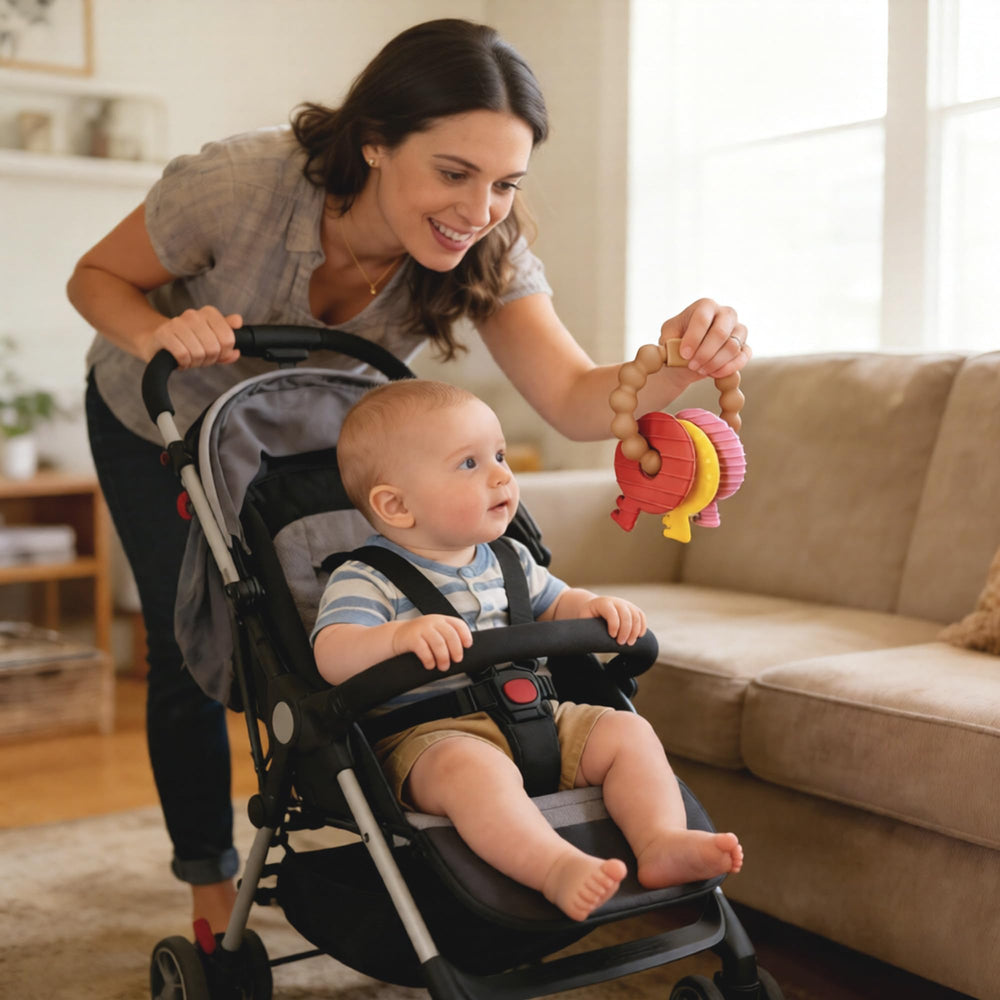 Intatikoo Baby Keys Teether brown key-3 texture enhances grasp and exploration