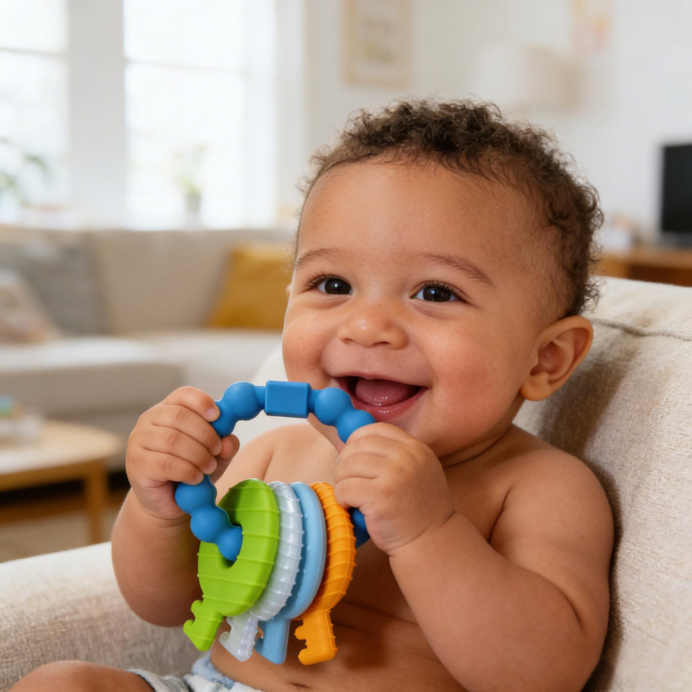 Intatikoo Baby Keys Teether cleaning-dishwasher-safe is easy to sanitize after playtime