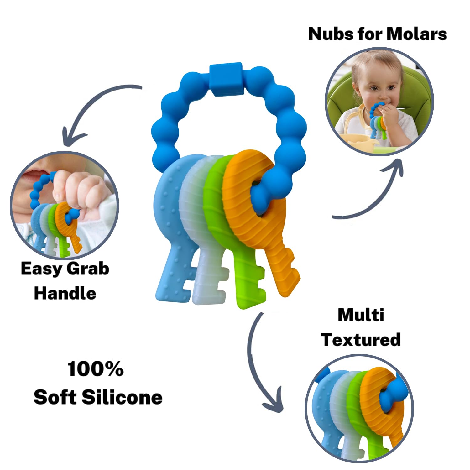 Intatikoo Baby Keys Teether colorful-keys enhances sensory play and color recognition