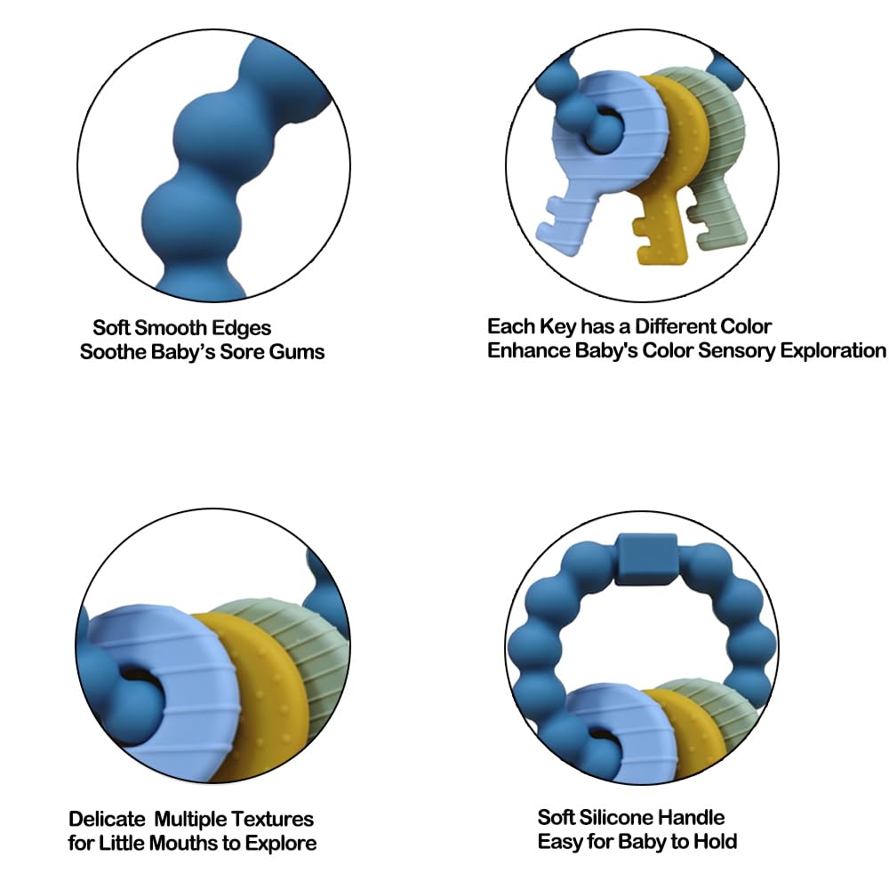 Intatikoo Baby Keys Teether Deep Blue easy-to-hold design supports early grasping
