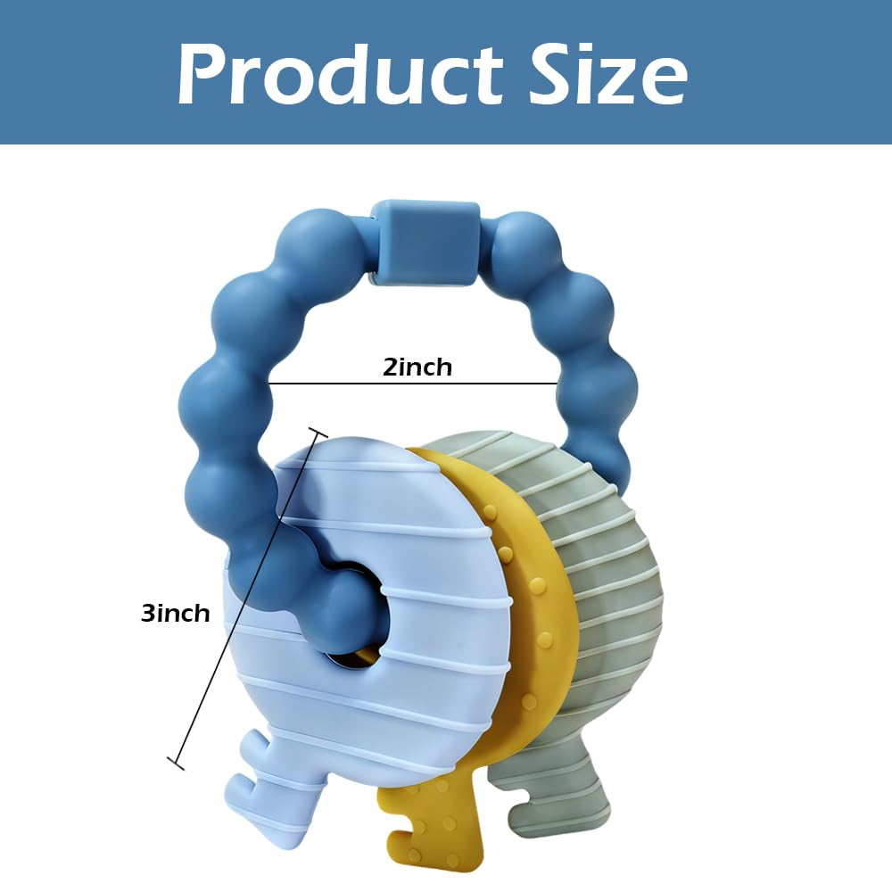 Intatikoo Baby Keys Teether Deep Blue soft silicone with different hardness levels
