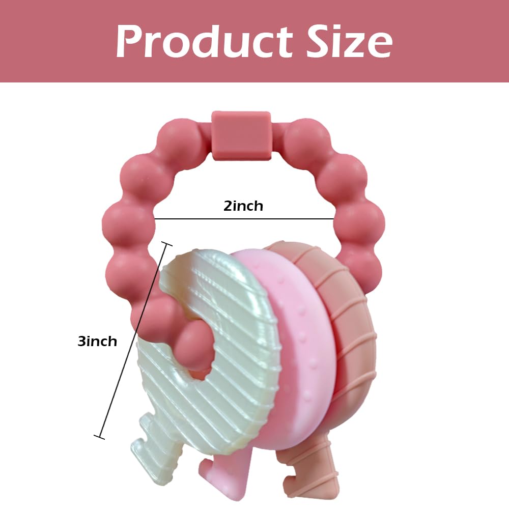 Intatikoo teething keys pink raised textures promote tactile exploration for curious toddlers