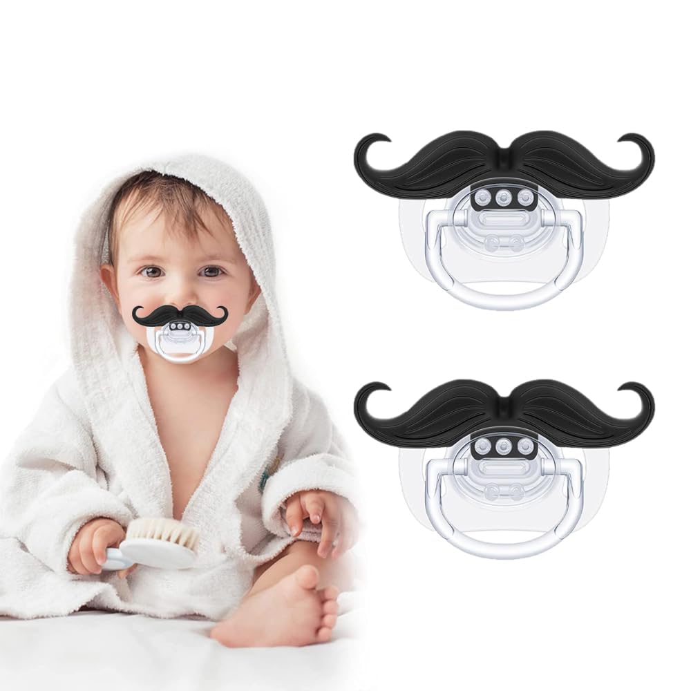 Intatikoo mustache pacifier 0-18m close-up for soothing baby comfort during naps