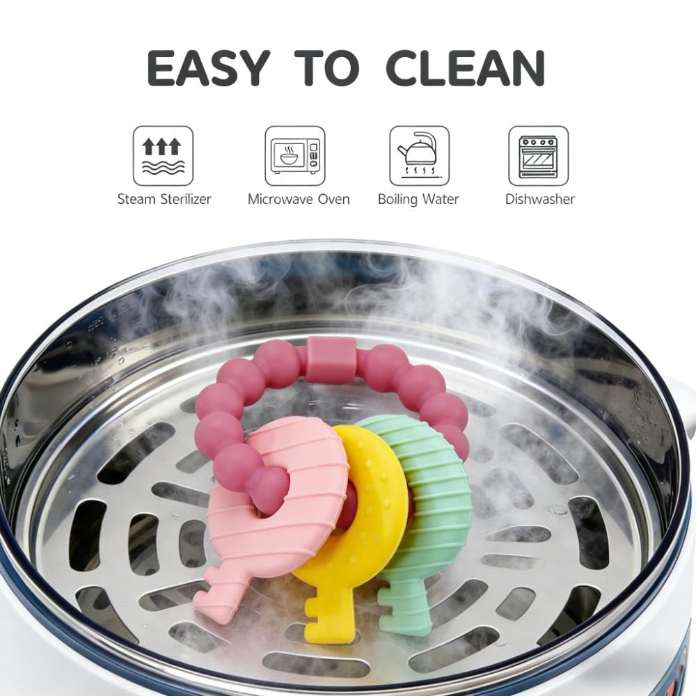Intatikoo silicone teether is easy to clean and dishwasher-safe