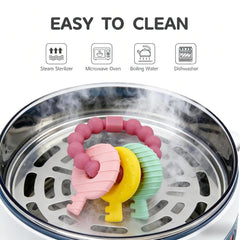 Intatikoo silicone teether is easy to clean and dishwasher-safe