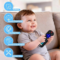 Intatikoo silicone teether with graphics promoting early learning.