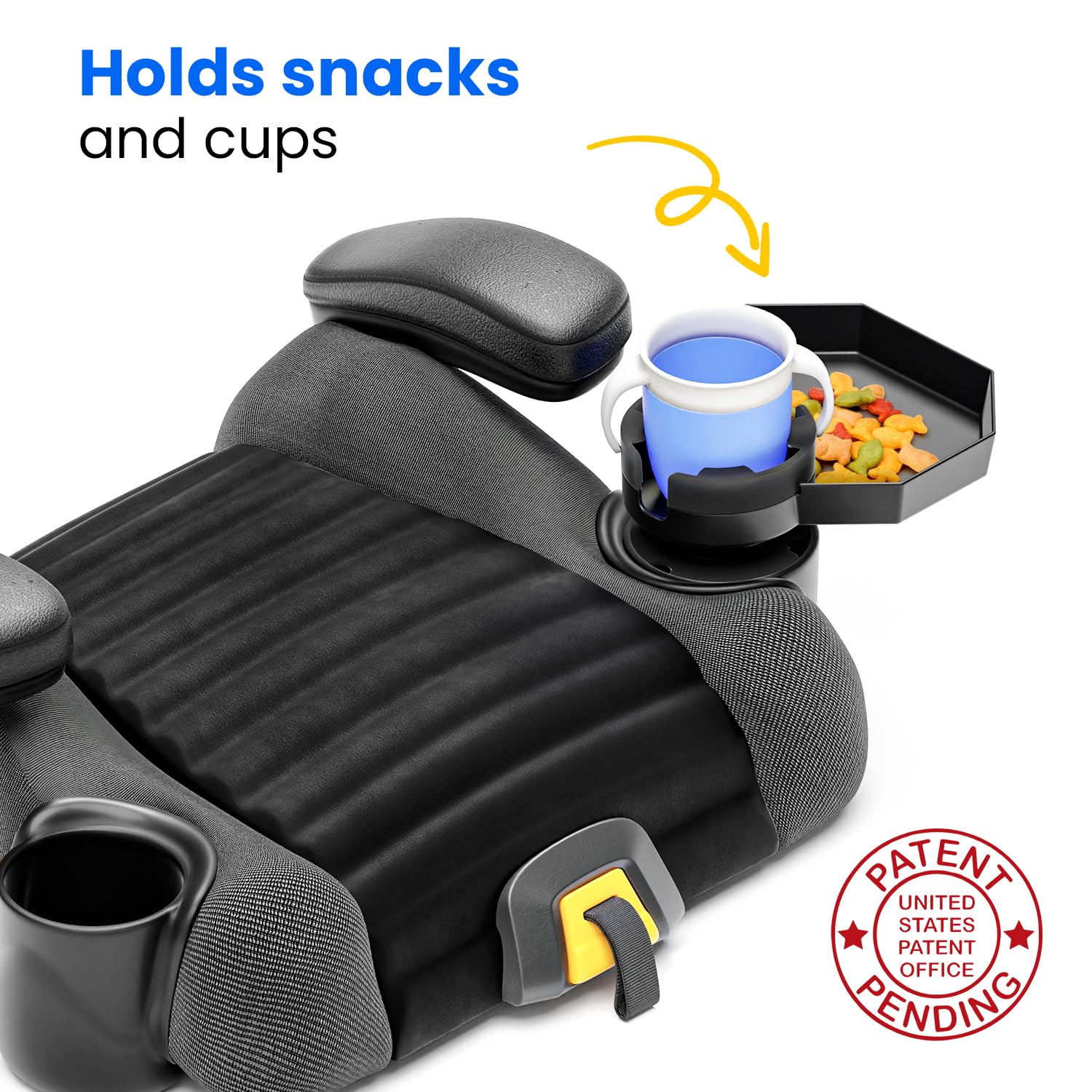 Integral Kids Travel Tray side-view highlights clutter reduction and accessible snacks.