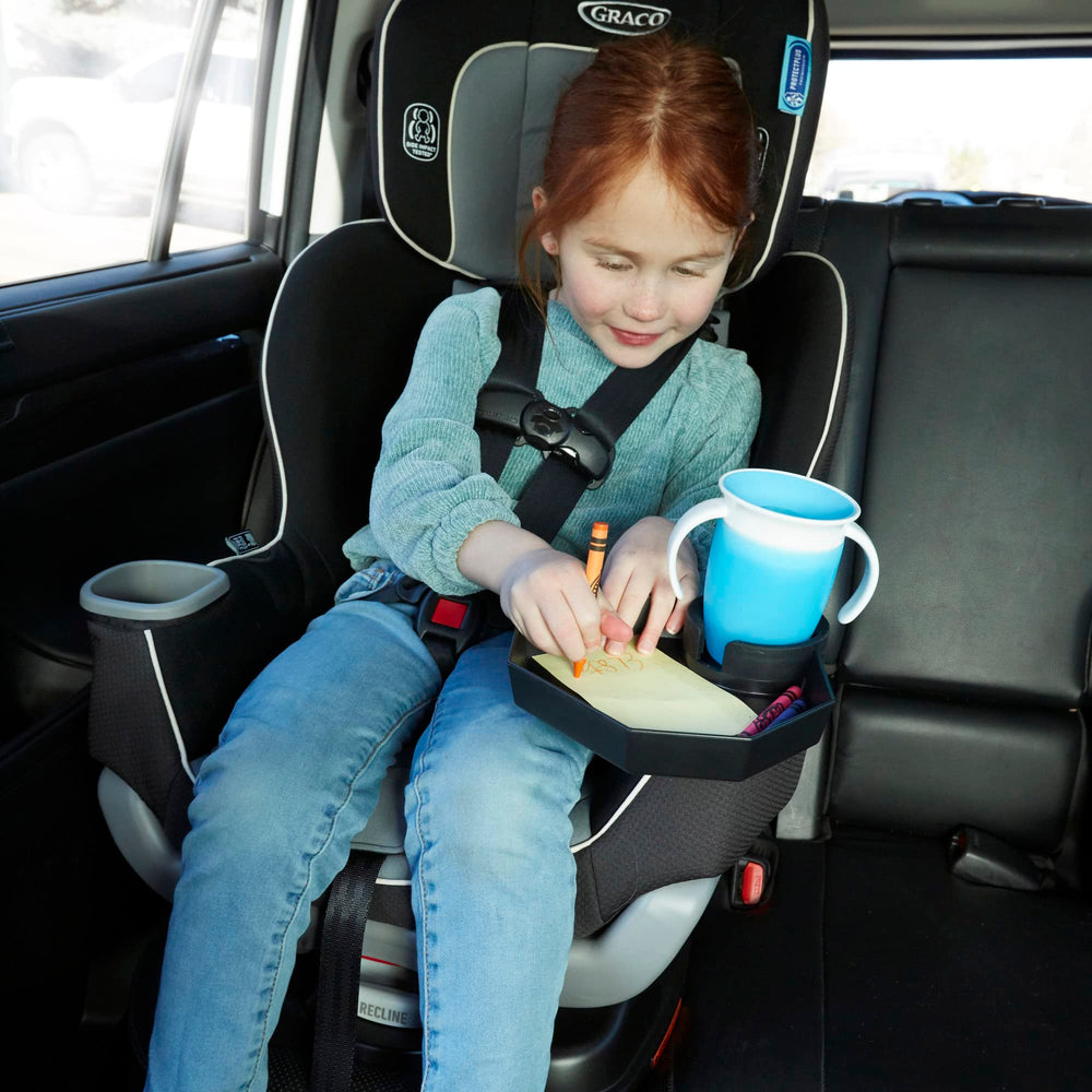 Integral Kids Travel Tray universal-fit cup holder securely holds drinks during travel