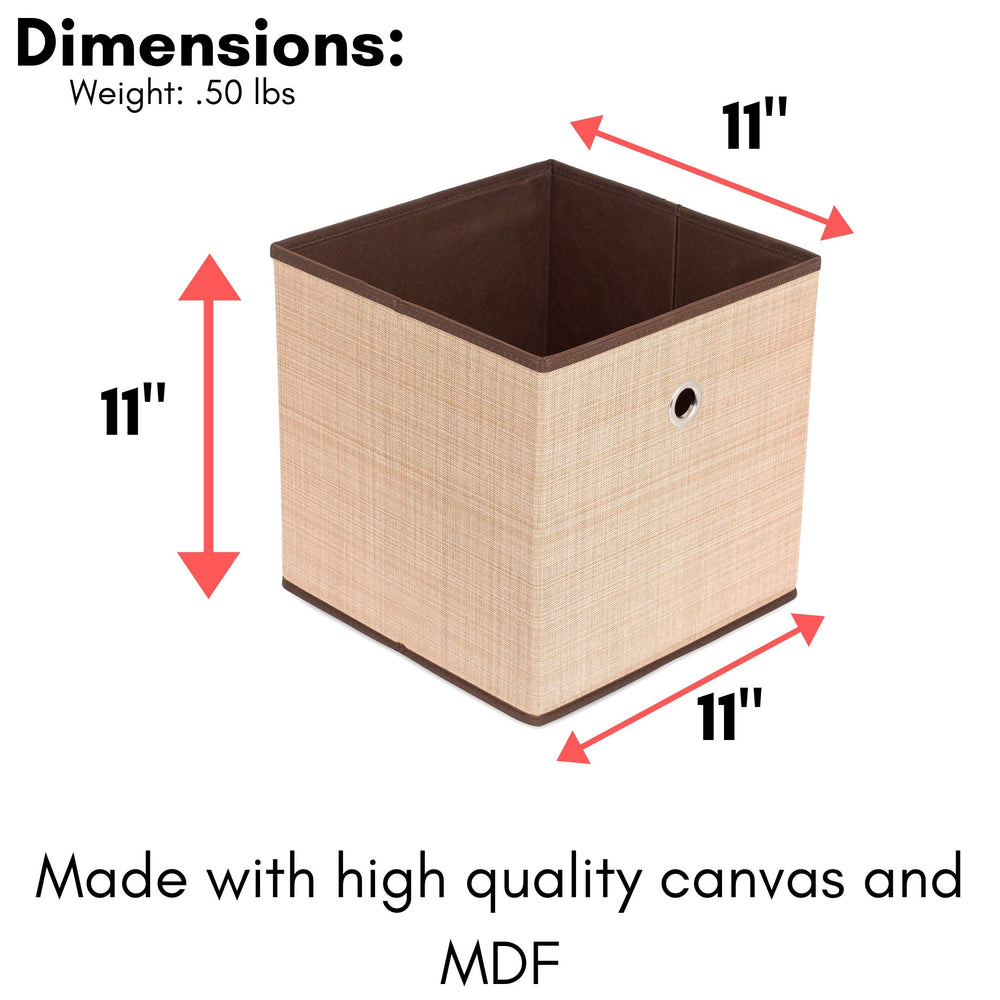 Internet's Best Canvas Storage Bin 2-pack brown side view highlighting reinforced sides for durability.