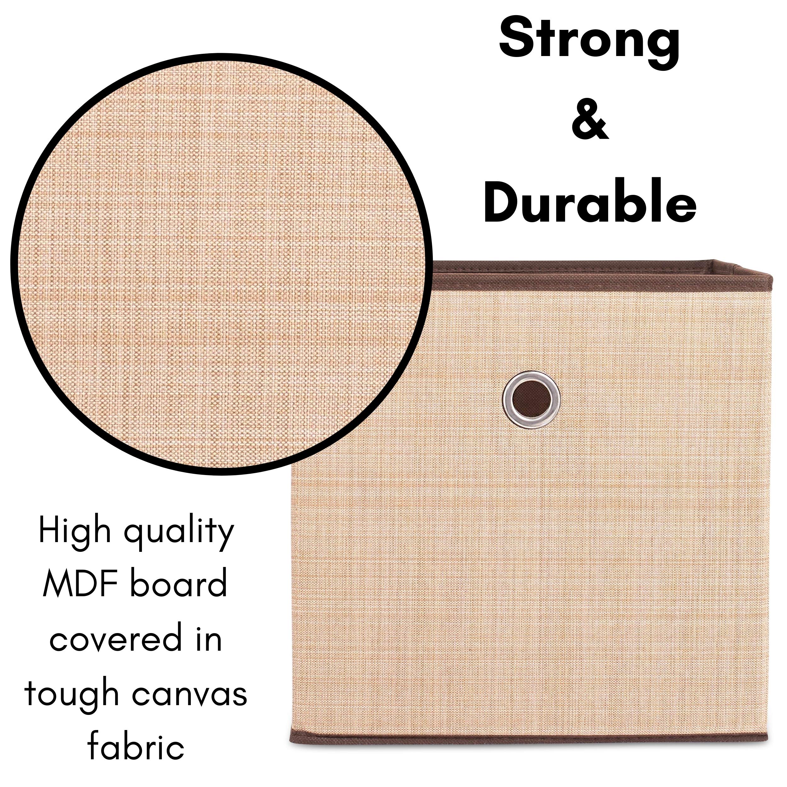 Internet's Best Canvas Storage Bin 2-pack in closet illustrating versatile storage placement.