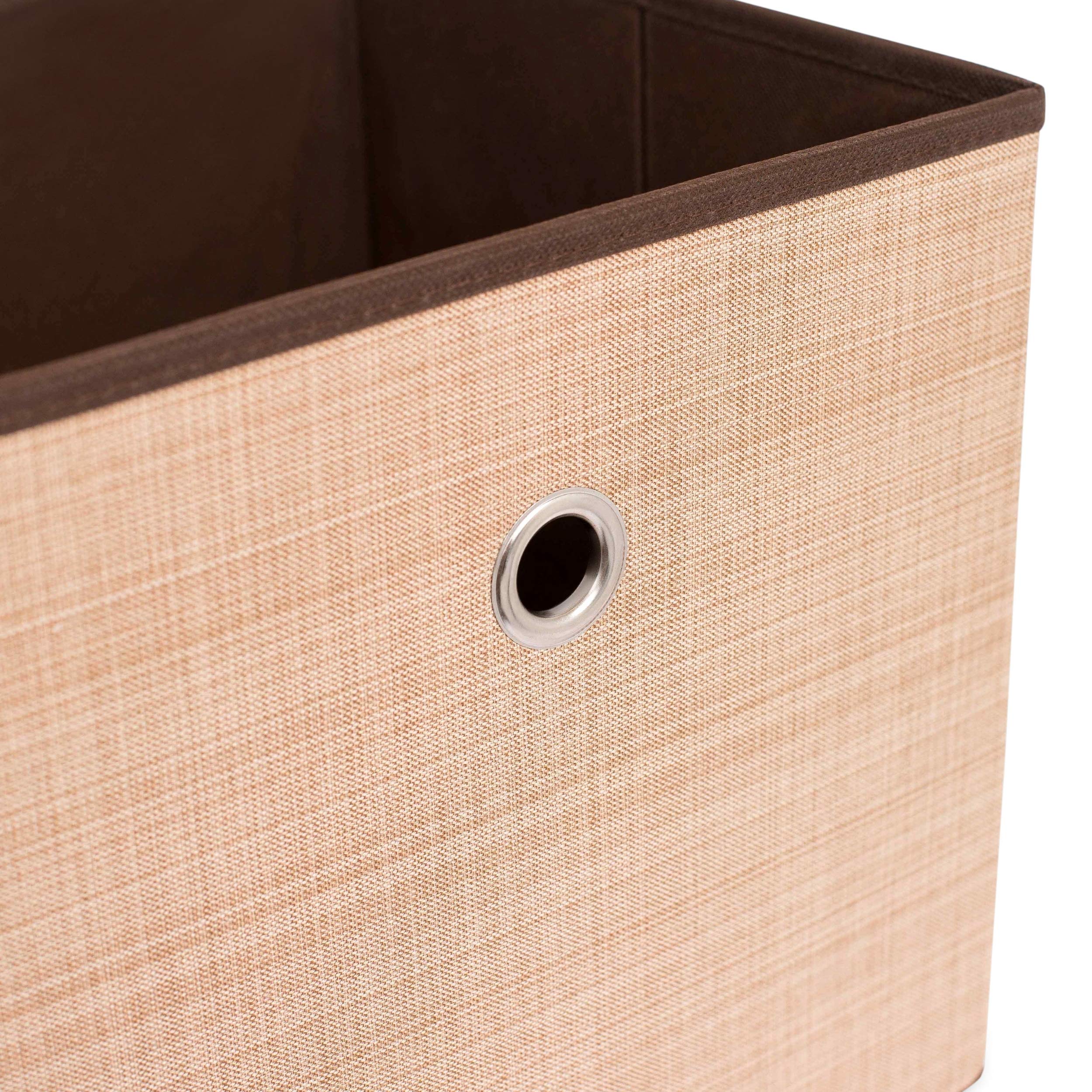 Internet's Best Canvas Storage Bin 2-pack stacked to demonstrate collapsible design.