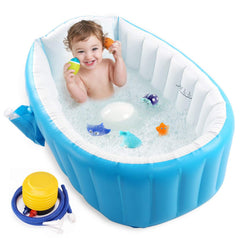Intime baby inflatable bathtub blue angled view portable bath time on the go