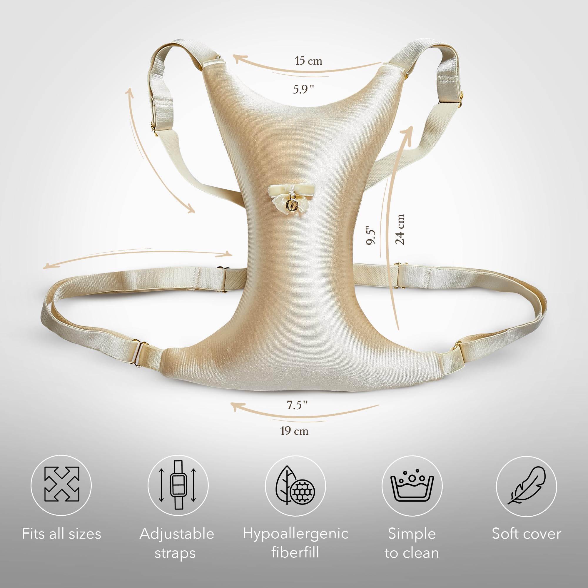 Intimia breast pillow adjustable-straps shows customizable tension for a secure fit