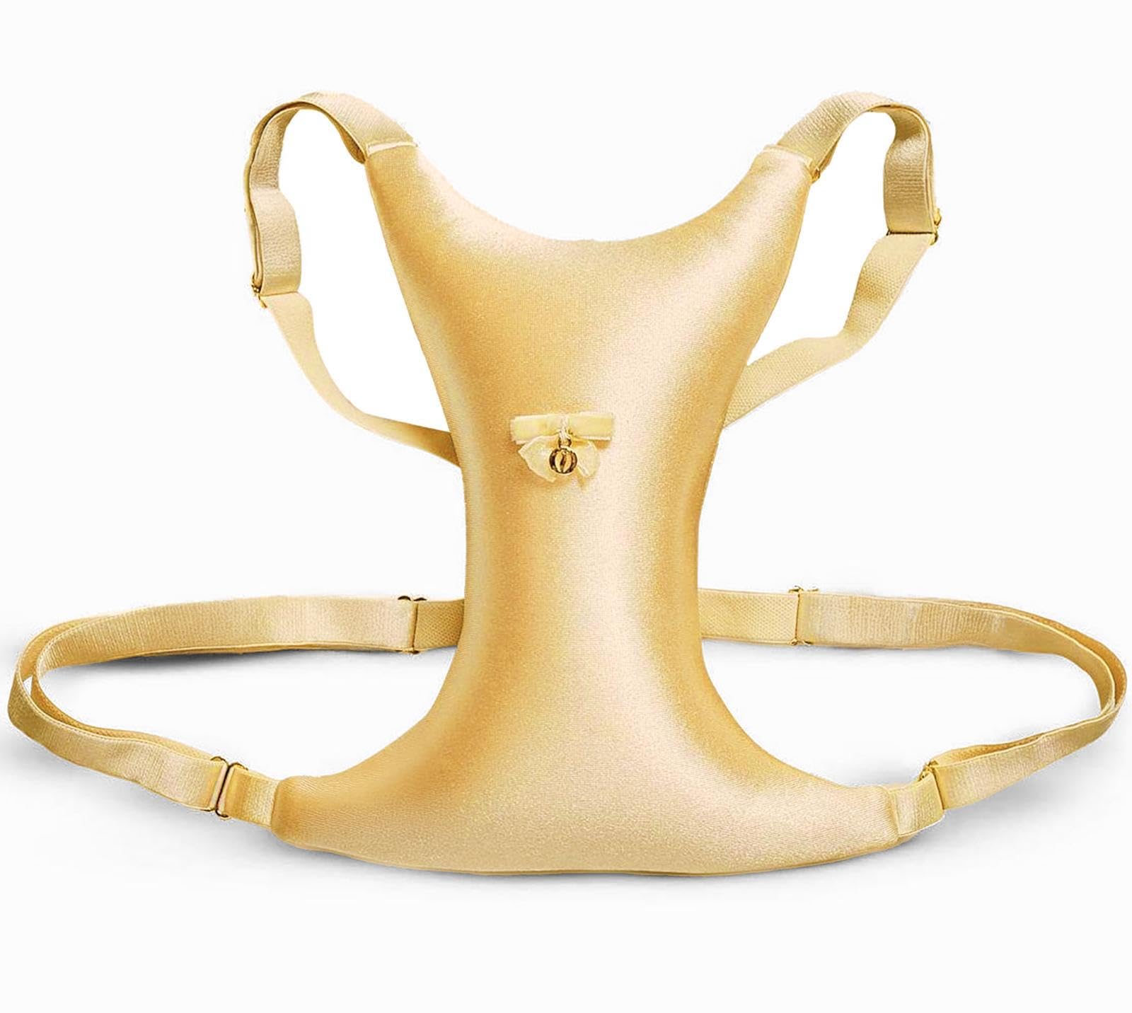 Intimia breast pillow gold-cover closeup for luxe comfort and wrinkle prevention