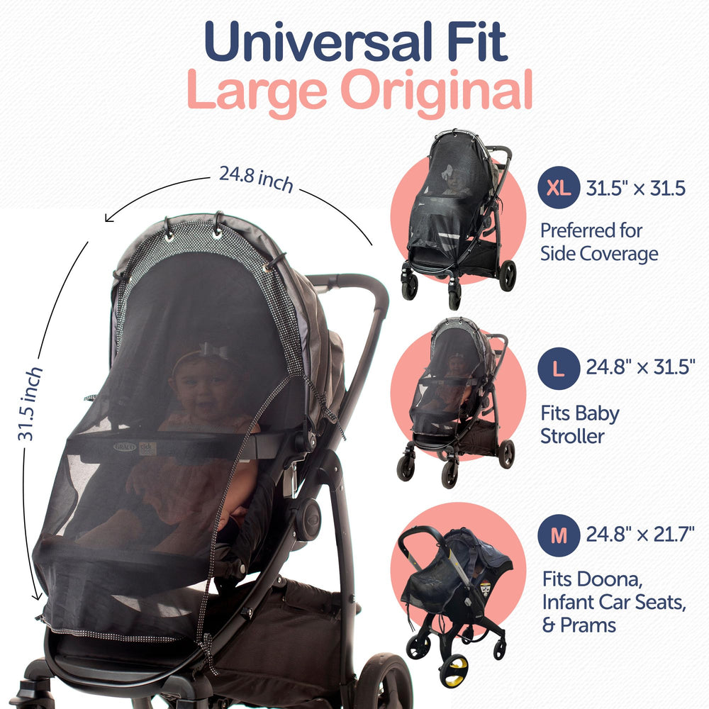 IntiMom all-weather sun shade guards against sun and wind with breathable fabric.