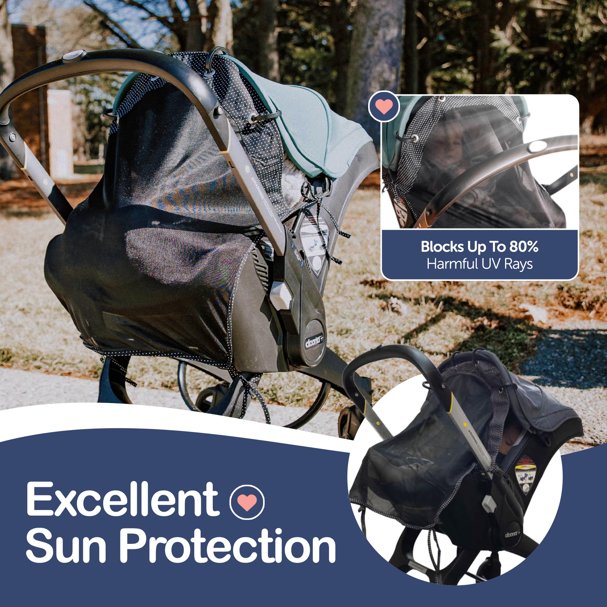 IntiMom Stroller Sun Shade clip-on design enables quick, secure attachment during outings.